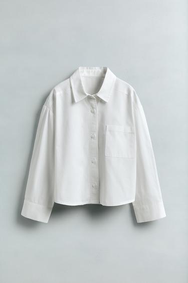 CAMISA POPELÍN BOLSILLO - Blanco de Zara