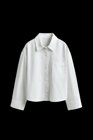 POPLIN SHIRT WITH POCKET - White by Zara