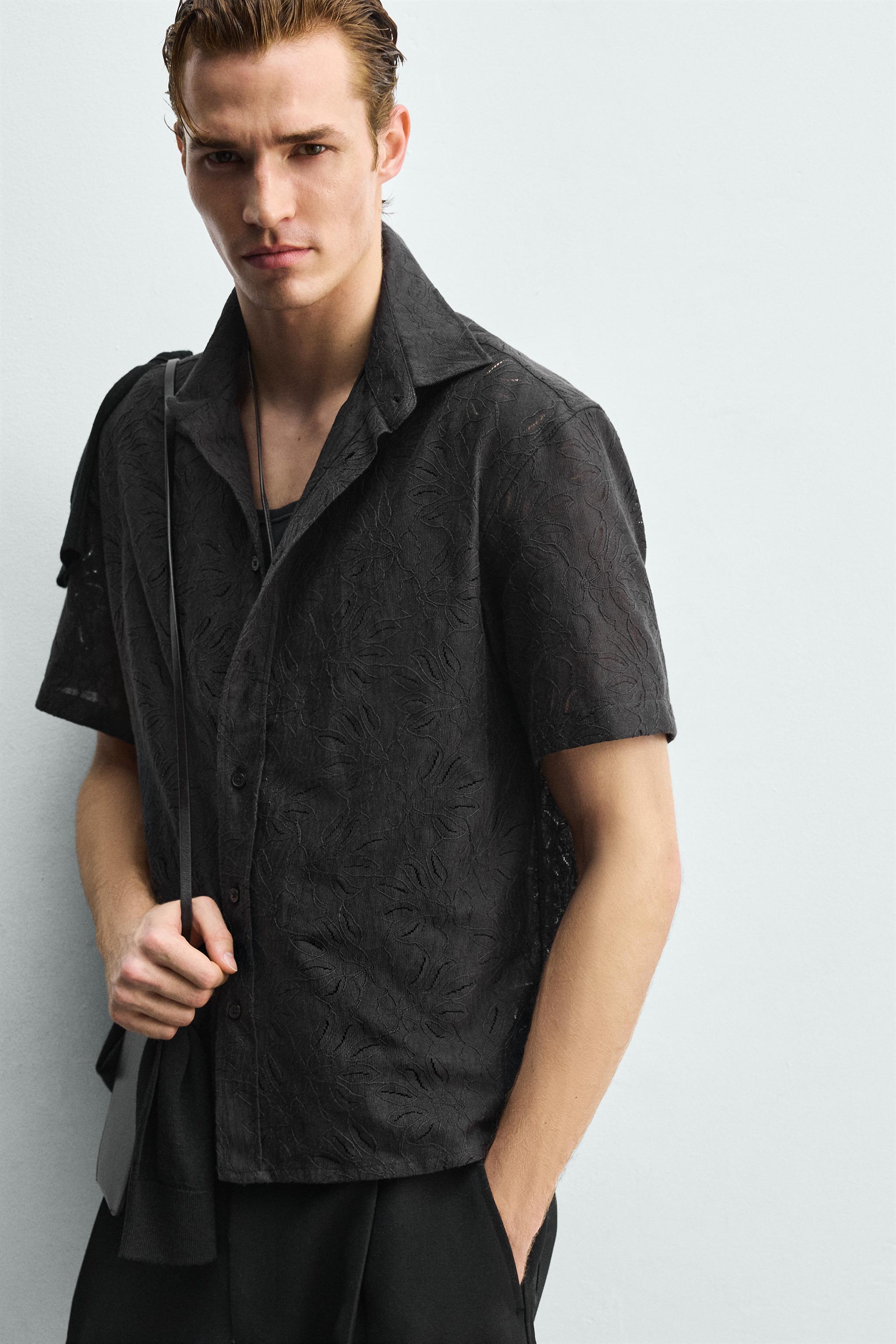 FLORAL JACQUARD SHIRT - Dark gray | ZARA United States