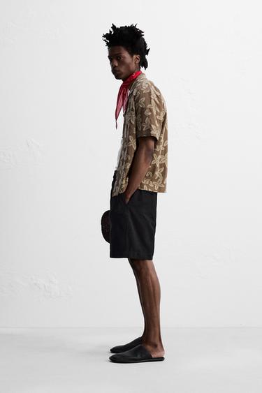 RELAXED FIT BERMUDA SHORTS WITH PLEATS - Black by Zara - Image 3