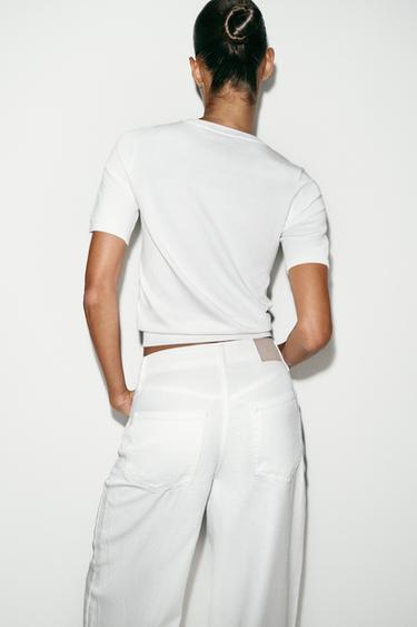 BASIC SHORT SLEEVE KNIT JUMPER - White by Zara - Image 3