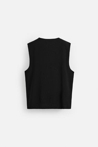 Zara TEXTURED TANK TOP - Black