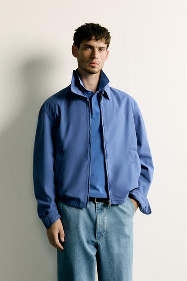 WASHED COTTON REGULAR FIT JACKET - Blue by Zara