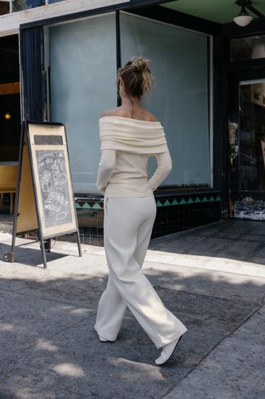 TRACKSUIT WITH HOODIE AND WIDE-LEG TROUSERS - Mid-ecru by Zara - Image 2