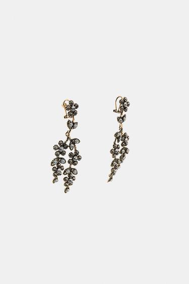 BOUCLES D'OREILLES CASCADES À FLEURS AVEC BIJOUX - Doré de Zara - Image 2