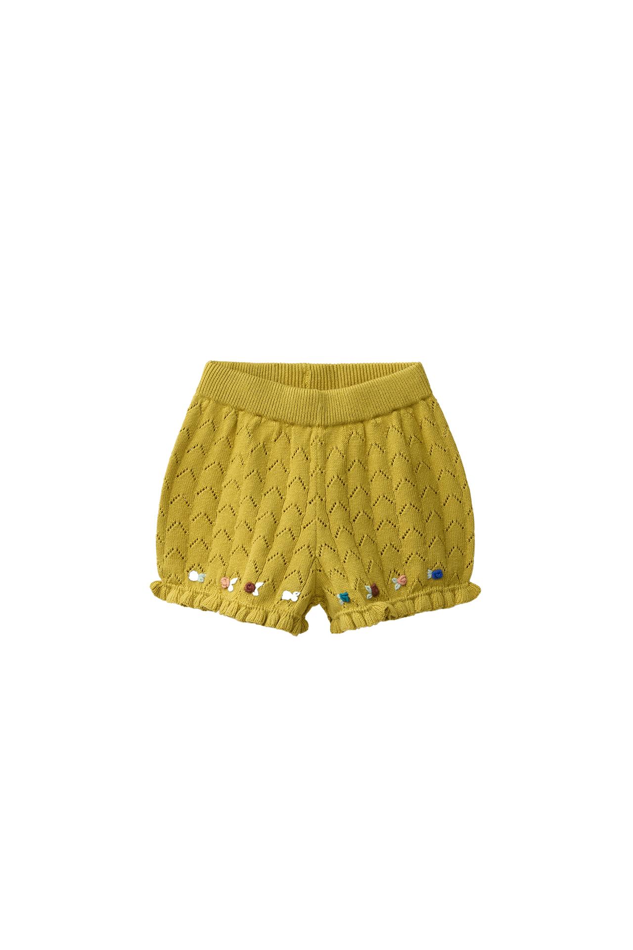 Бермуды из хлопкольняной пряжи с вышивкой