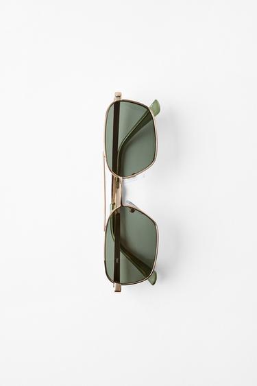 RECTANGULAR METAL SUNGLASSES — Golden 1