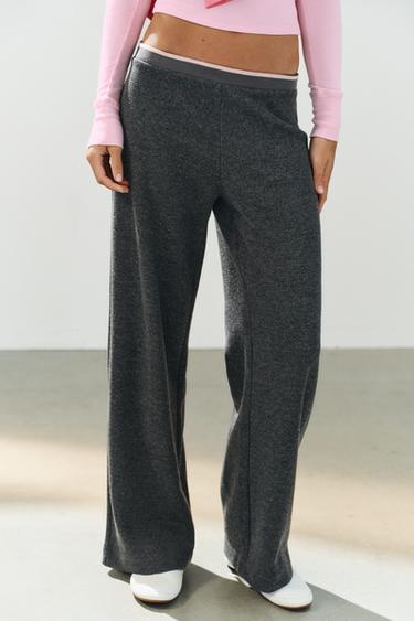 PANTALÓN SOFT RAYA CONTRASTE - Gris vigoré de Zara