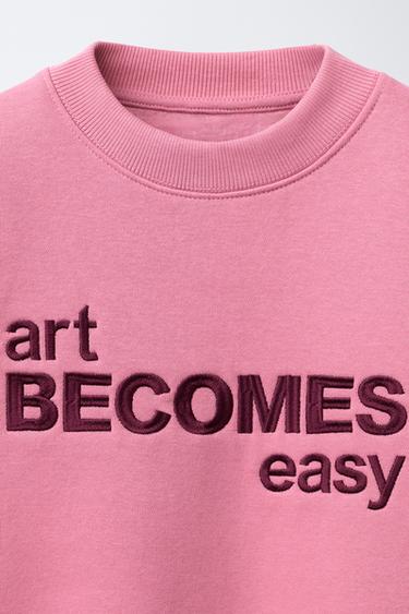 EMBROIDERED SLOGAN SWEATSHIRT - Pink by Zara - Image 2
