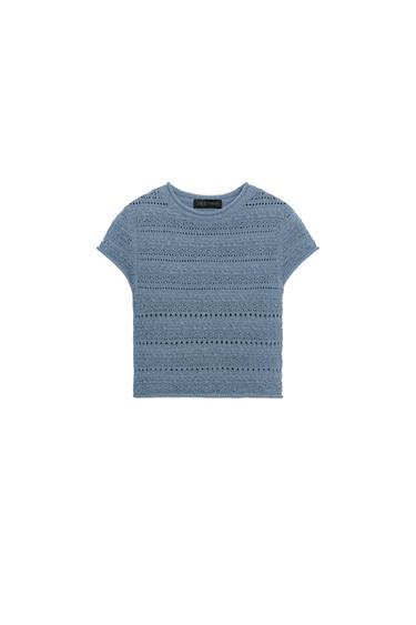 POINTELLE KNIT TOP - Indigo by Zara