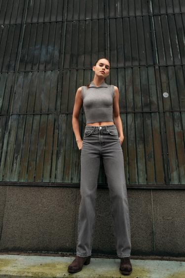 TRF MOM FIT JEANS MED HØJ TALJE - koksgrå fra Zara
