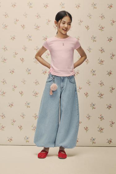 T-SHIRT WITH MODAL CUT-OUT BOWS - Pink by Zara