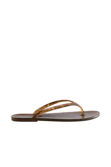 Zara FLAT JELLY SANDALS - Brown