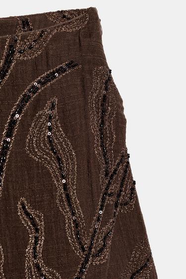 JUPE-PANTALON CROISÉE À PAILLETTES - Marron de Zara - Image 7