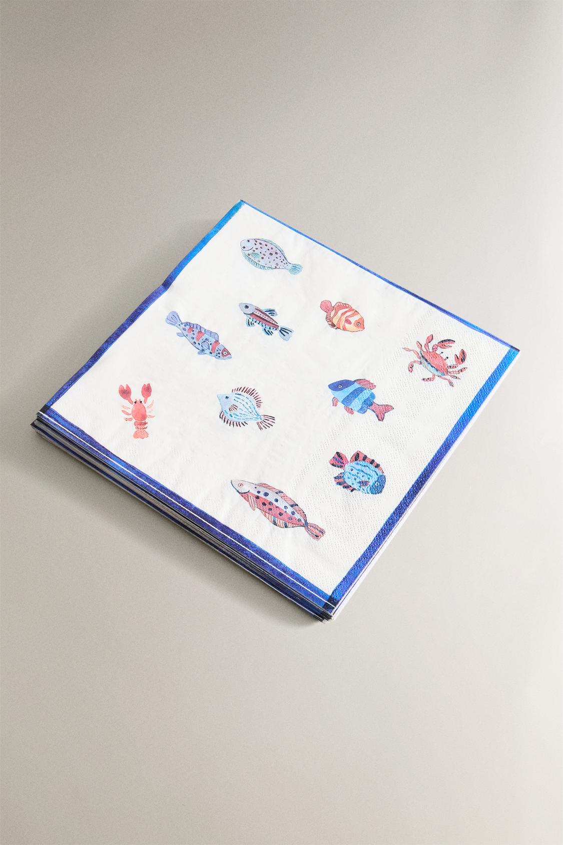 SET OF 20 FISH PAPER NAPKINS