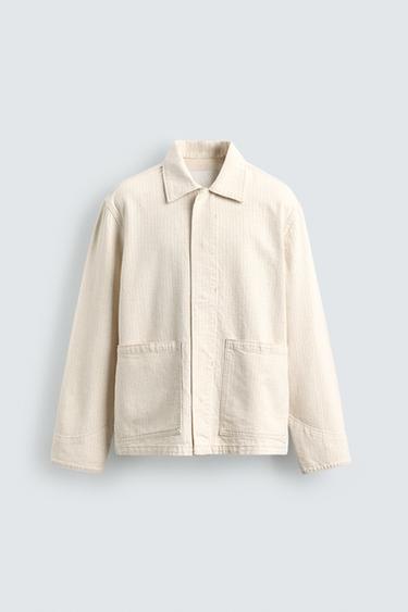 პერანგი სტრუქტურული ზოლიანი - Zara-ს Ecru