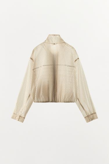 도트 패턴 밑단 조절 재킷 - Zara 베이지 핑크 