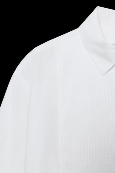 CAMISA POPELÍN PECHERA ZW COLLECTION - Blanco de Zara