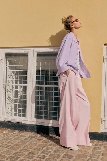 CHINO TROUSERS WITH DARTS - Pink by Zara - Image 3