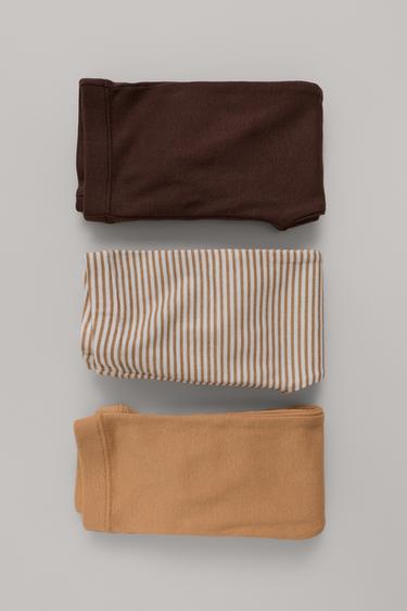 3-PACK ADJUSTABLE-LENGTH STRIPED LEGGINGS — Ocher 1