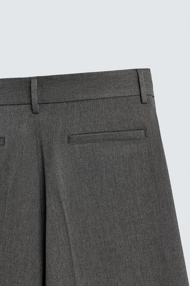 PANTALON COUPE LARGE À PLIS - Gris de Zara - Image 9