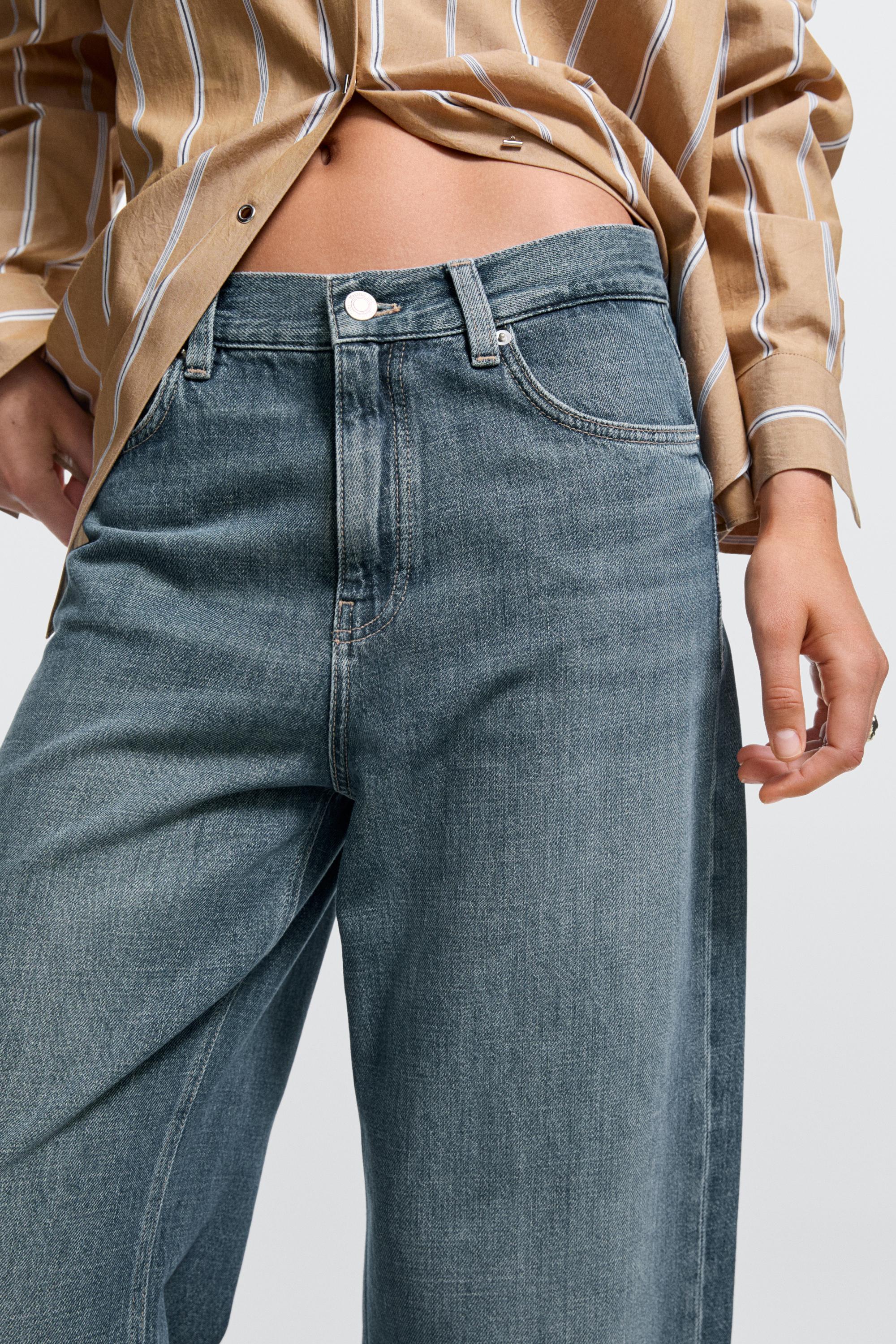 Jean wide leg cropped taille moyenne
