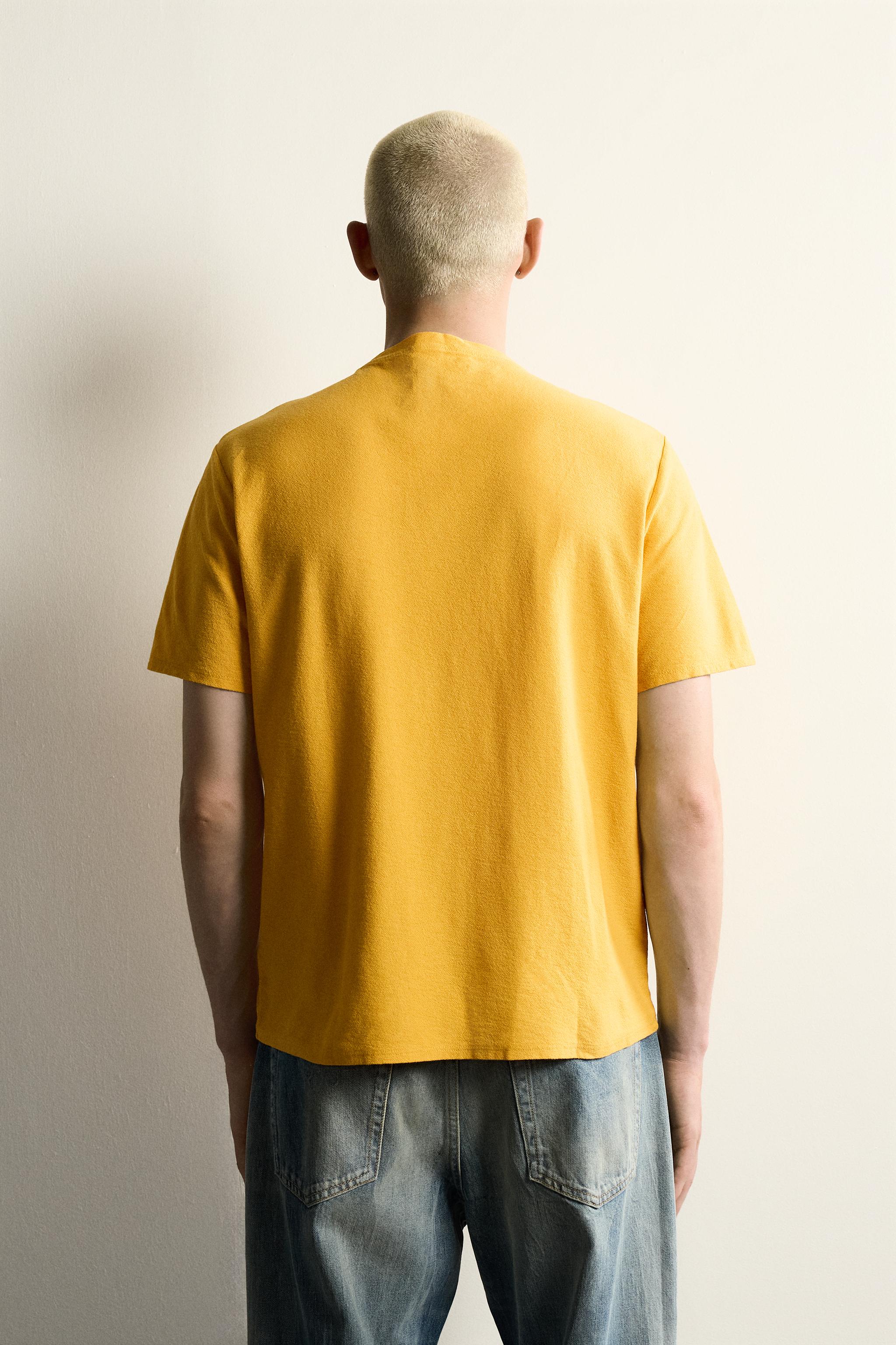 WASHED PRINT KNIT T-SHIRT - Mustard | ZARA Turkey