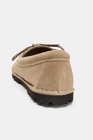 SPLIT SUEDE DECK SHOES WITH TRACK SOLE - Sand Brown by Zara - Image 5