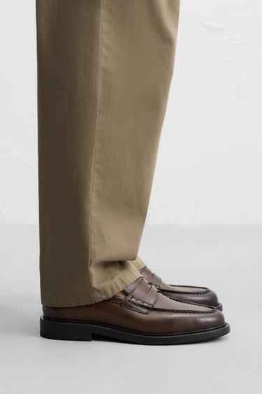 LEATHER PENNY LOAFERS - Brown by Zara - Image 0