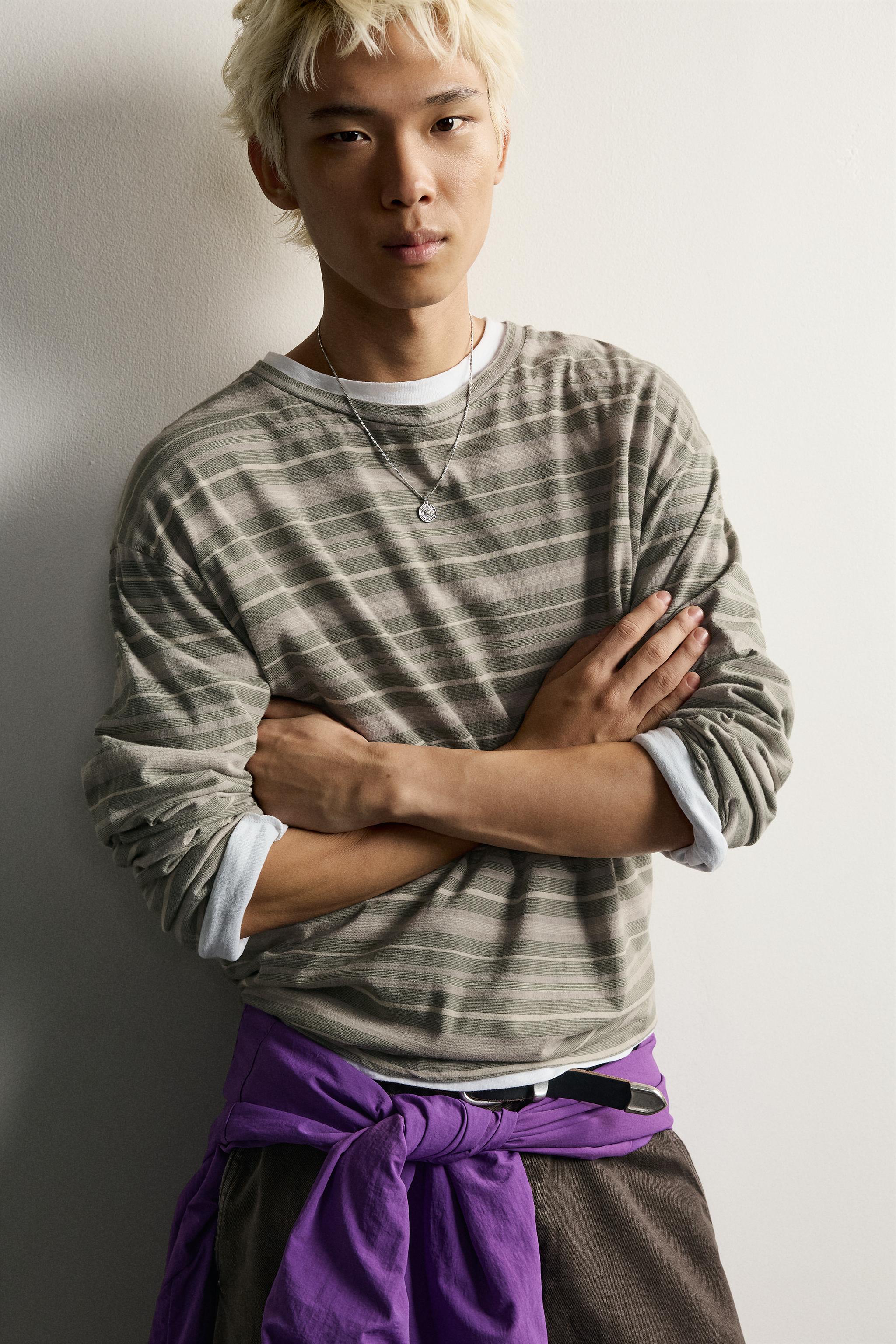 STRIPED JACQUARD BOXY FIT T-SHIRT