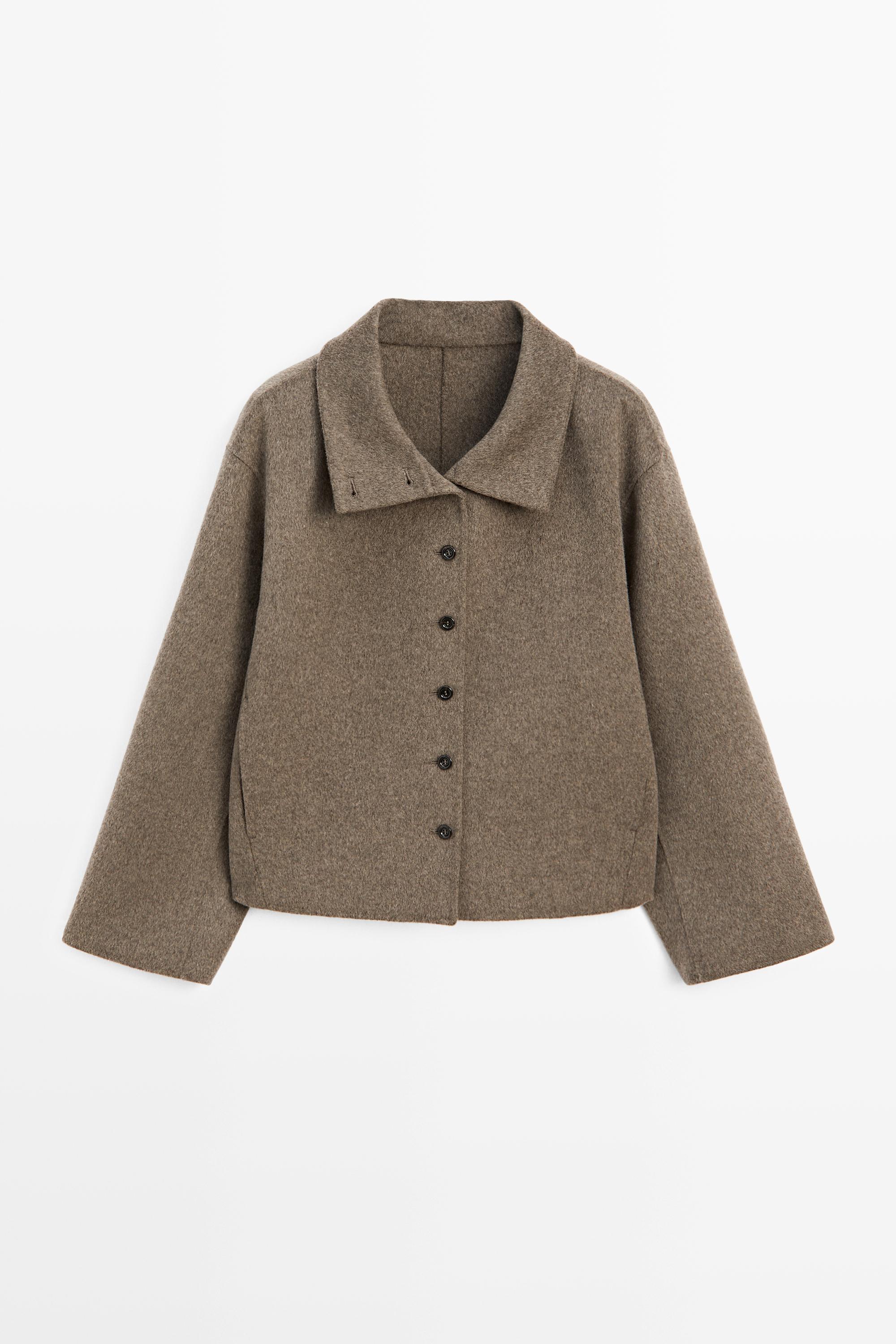 Wool blend stand collar jacket