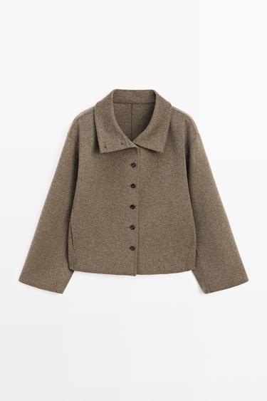 Zara Wool blend high collar coat - Dark brown - Image 0