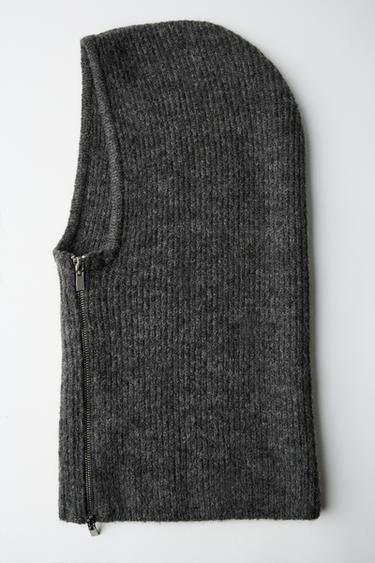 RIBBED ZIP BALACLAVA - Grey by Zara