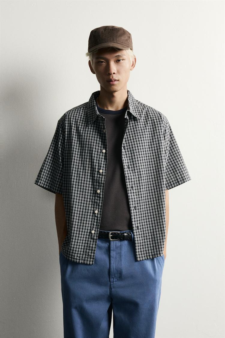 Camisa relaxed fit jacquard cuadros