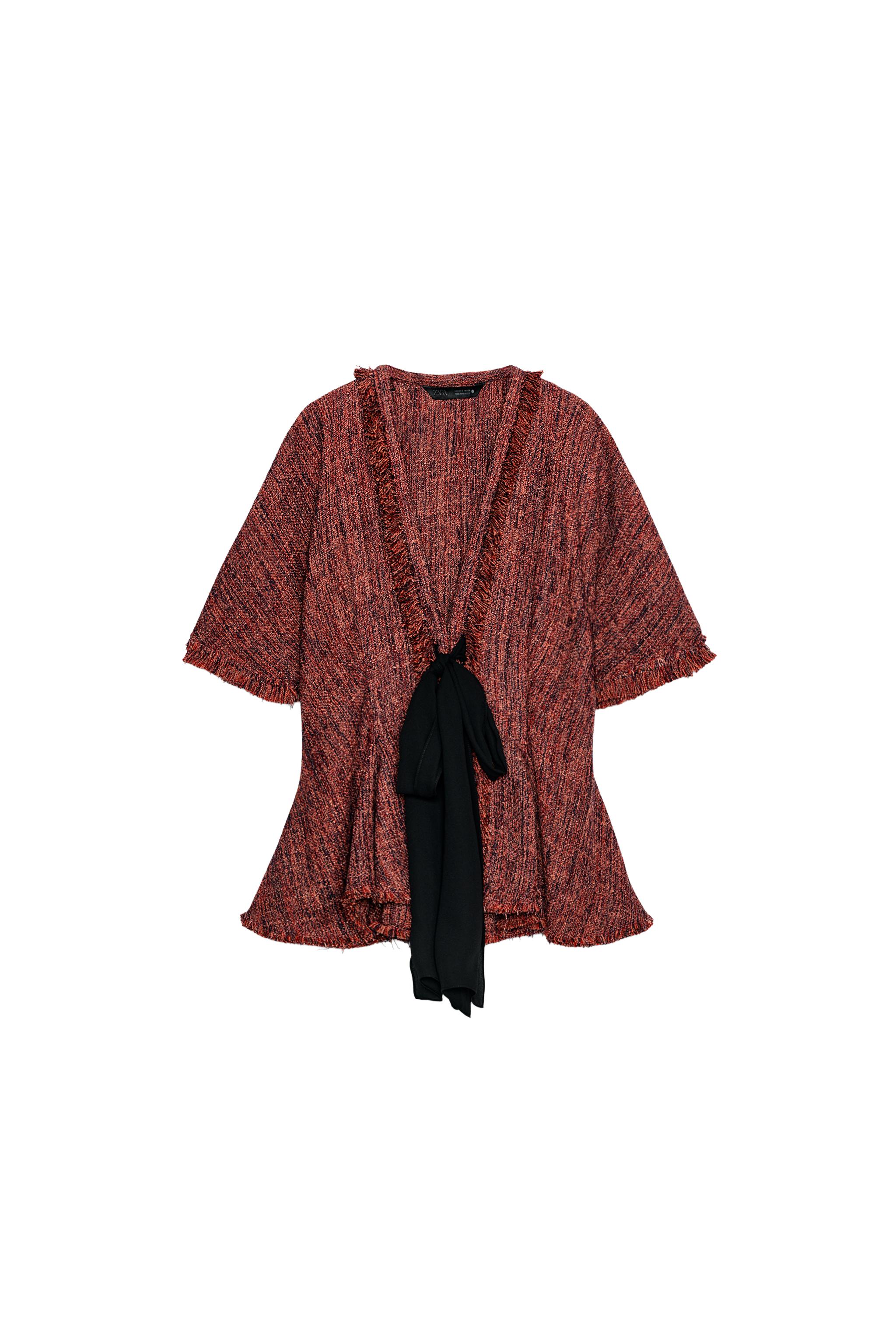ZW COLLECTION FRINGED PEPLUM TOP - Orange | ZARA United States