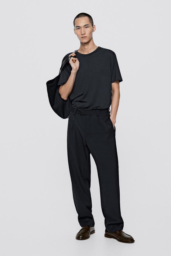 Zara 100% wool short sleeve T-shirt - LIMITED EDITION - Navy blue - Image 0