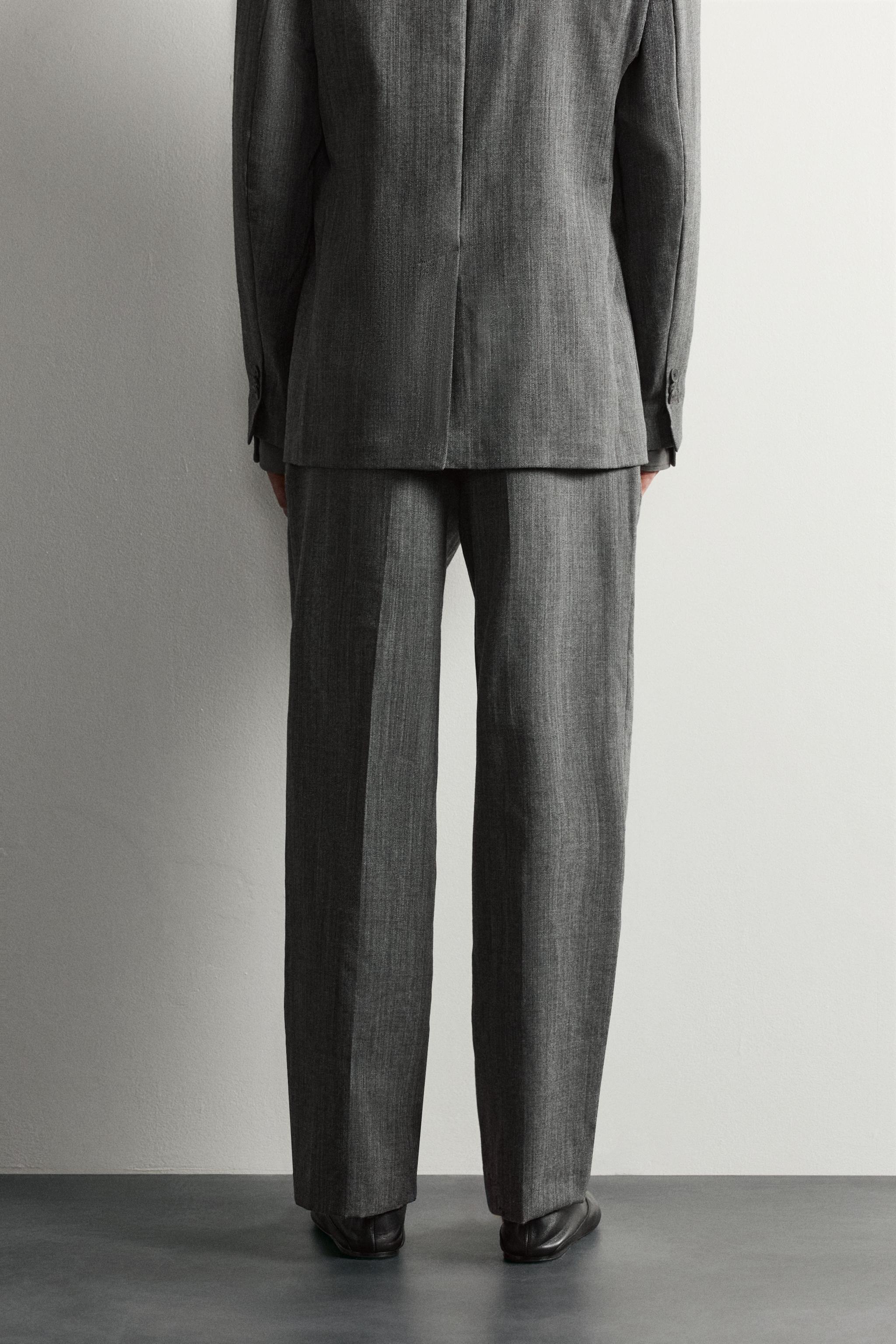 100% WOOL RELAXED FIT SUIT PANTS