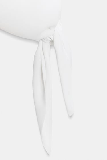 HALTER TOP WITH TIE DETAIL - White by Zara - Image 4