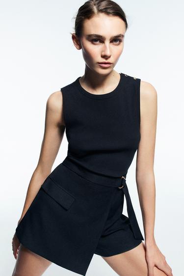 Zaras JUMPSUIT MED KOMBINERAT SKÄRP - Marinblå
