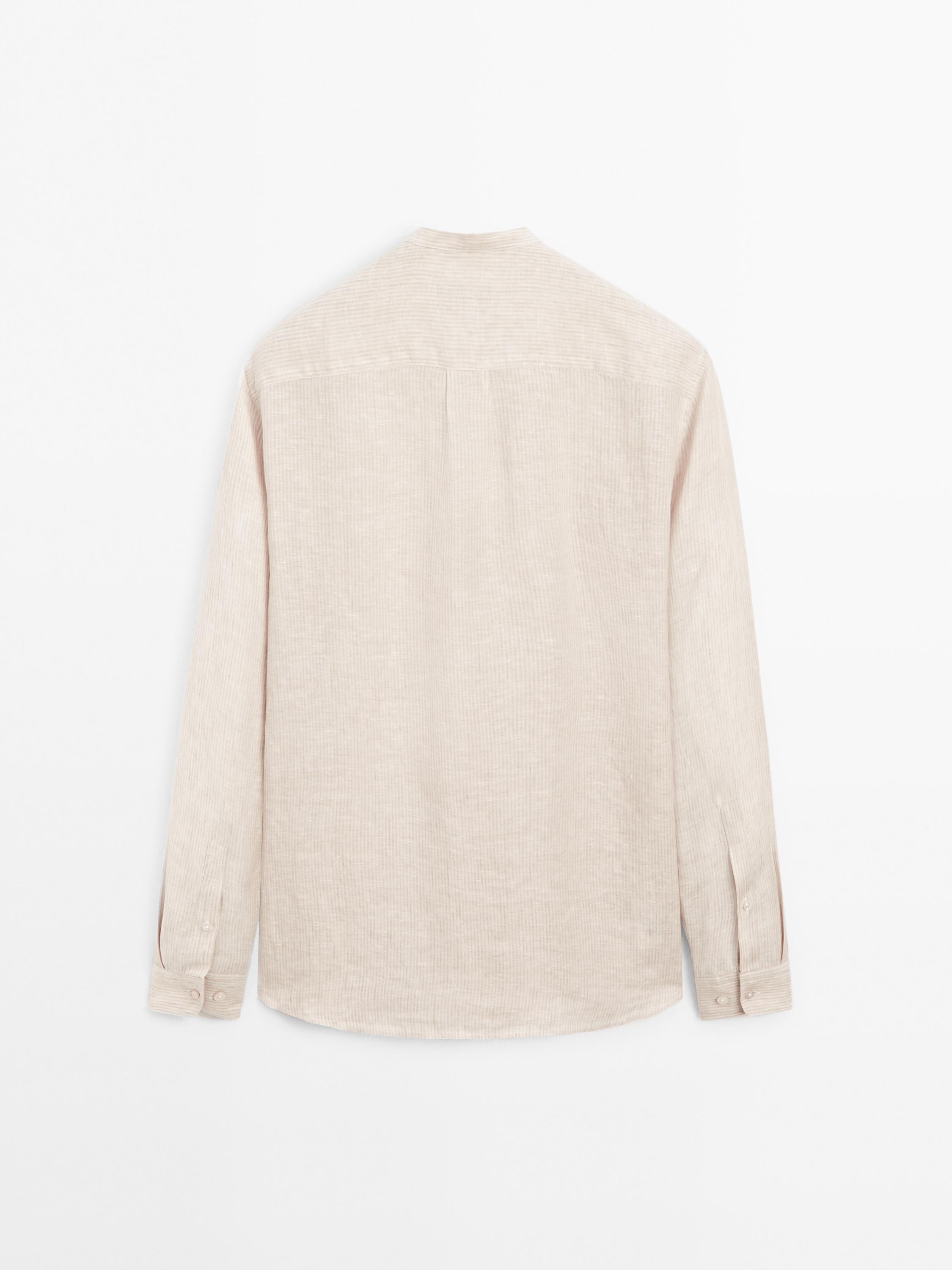 Regular-fit shirt with stand collar
