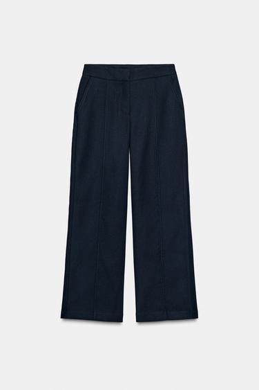 PANTALON DROIT NERVURÉ - Bleu marine de Zara - Image 5