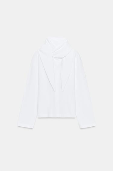 HEAVY COTTON BOW T-SHIRT - White by Zara