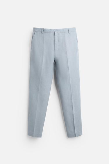 100% LINEN TROUSERS - Light blue by Zara