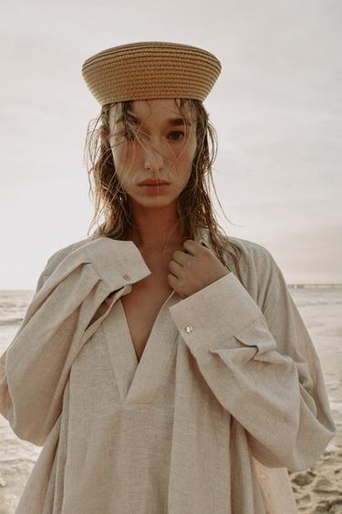 قبعة سادة قصيرة - بيج فاتح by Zara - Image 0