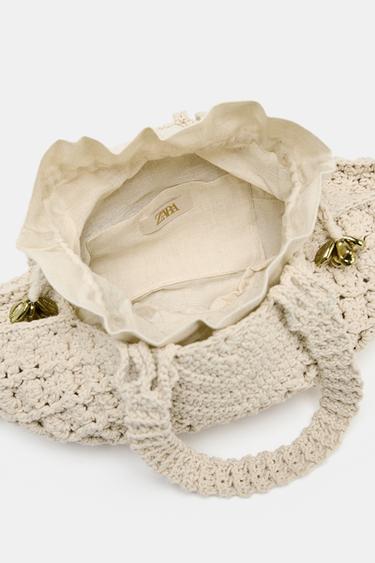 CROCHET SHELL BAG - Light beige by Zara - Image 4