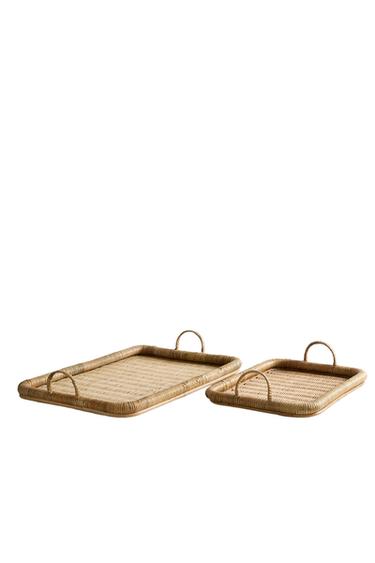 RECTANGULAR RATTAN TRAY - Light beige by Zara