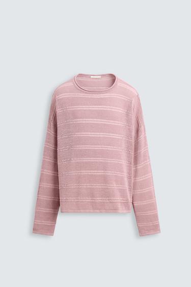 Zara TEXTURED SWEATER - Pink / Lilac