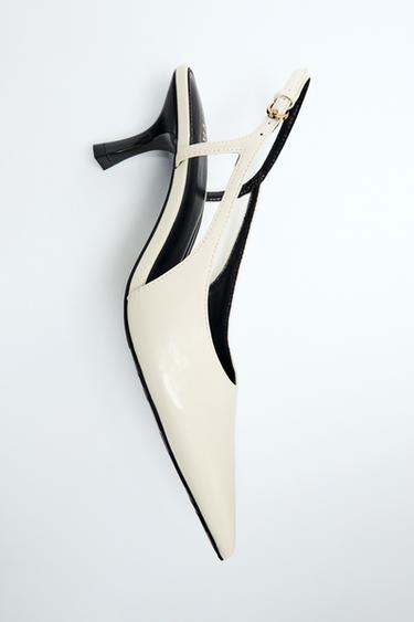 HEELED SLINGBACK SHOES - Ecru by Zara