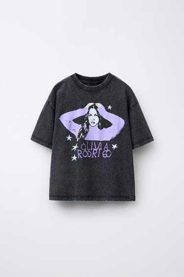 OLIVIA RODRIGO ™ WASHED-EFFECT T-SHIRT - Dark anthracite by Zara - Image 0