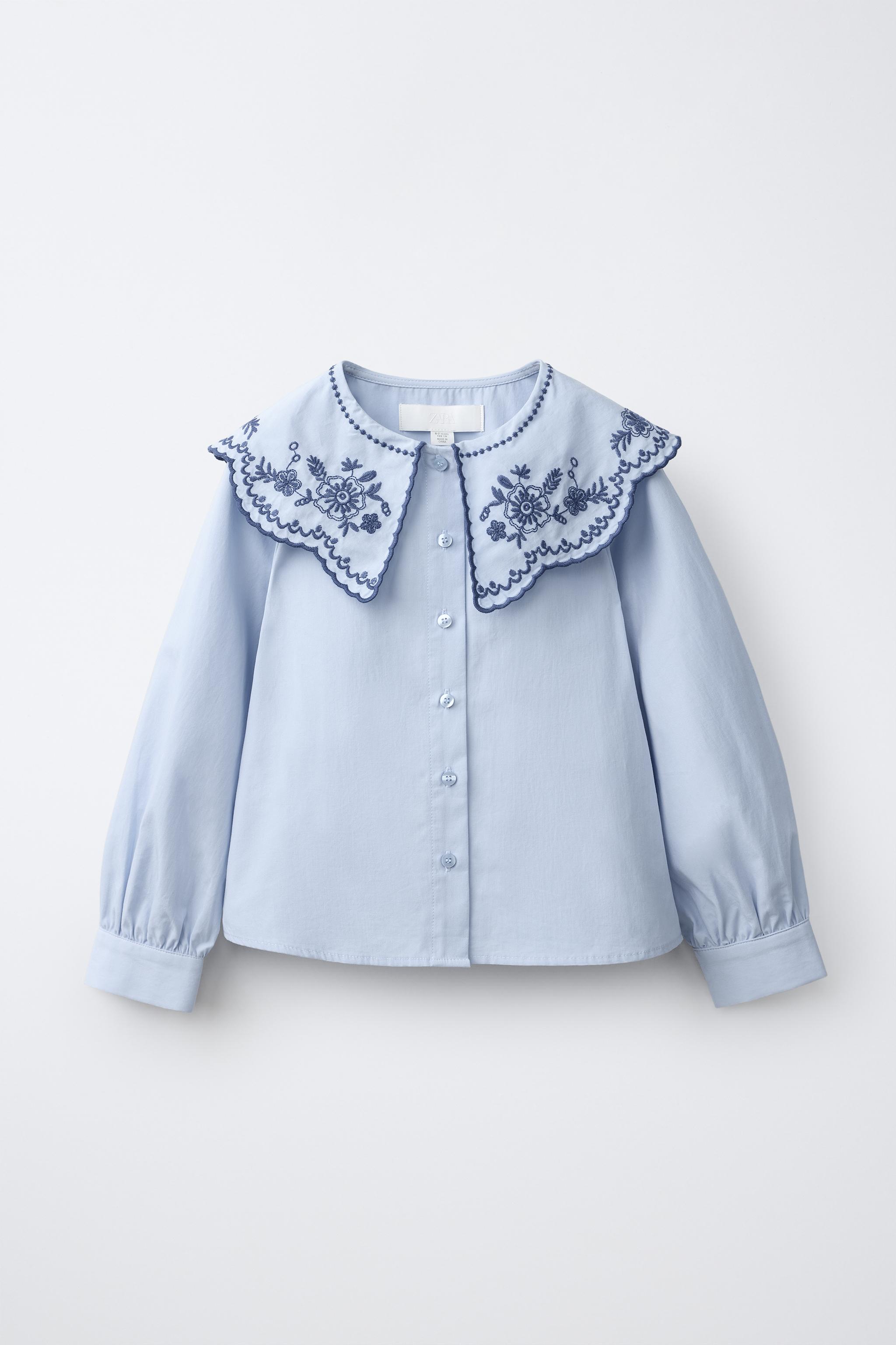 EMBROIDERED PETER PAN COLLAR SHIRT